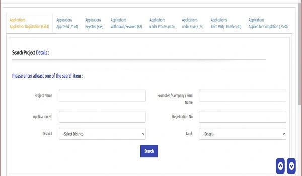 Featured Image of Select any option from the search project details form